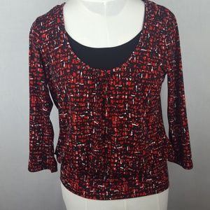 Red & Black Knit Top w/ built in Tank